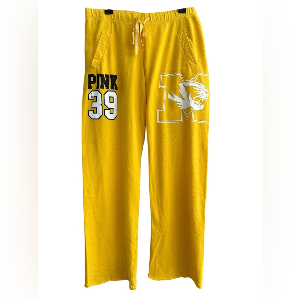 Victoria secret pink collegiate Missouri Tigers yellow wide leg pants M